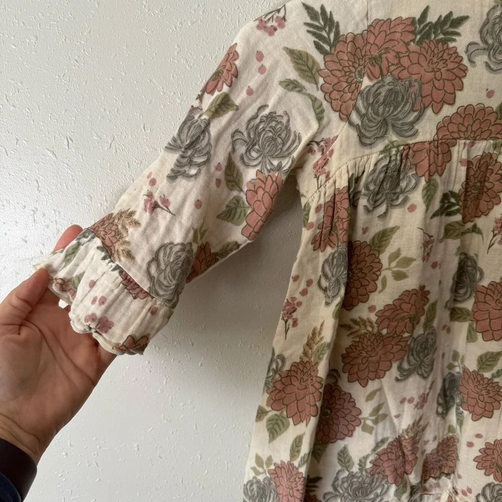 Angel Dear Muslin Ivory Floral Dress Size 4T